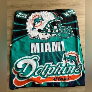 Vintage Miami Dolphins Beach Picnic Blanket 56 x 47 inches Fleece Nylon Old Logo
